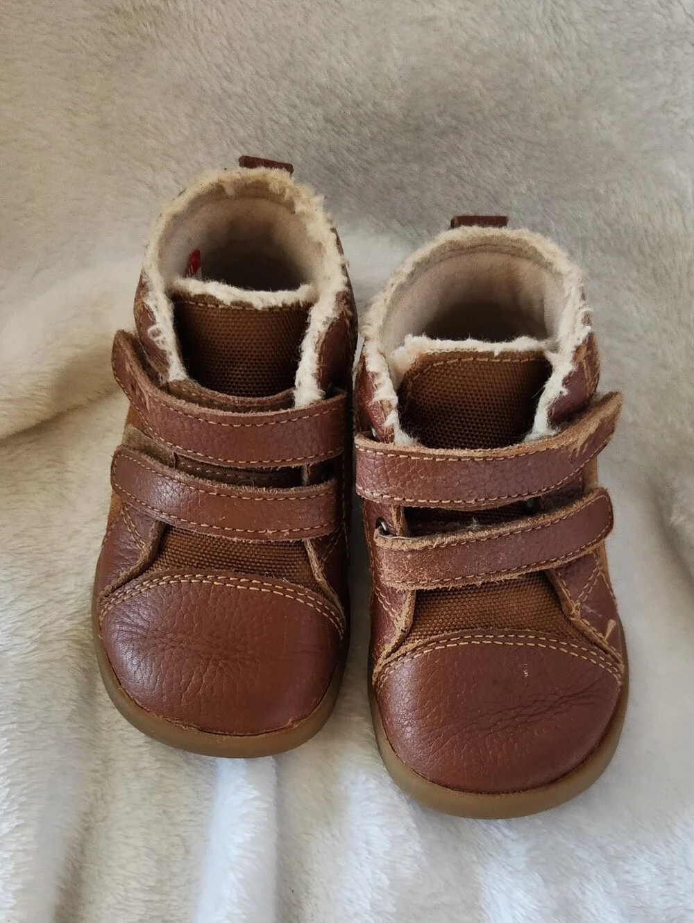 UGG Toddler Brown Leather & Sherpa Walker Shoes